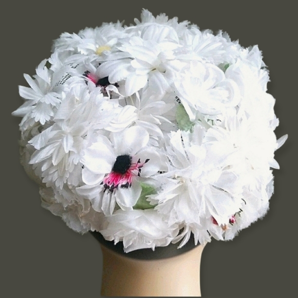 Vintage Mid Century 1950's Signed Jane Morgan Daisy Pill Box Hat - Picture 5 of 15